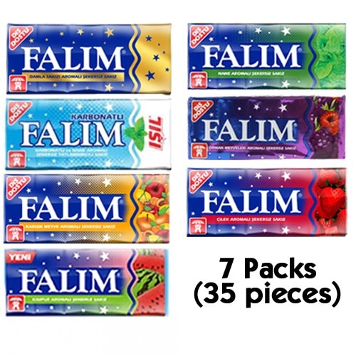 Falım Sugarless Chewing Gum Best Sugar Free Chewing Gum Sugar Free Gum 7 Packs ( 7x5 = 35 pieces)